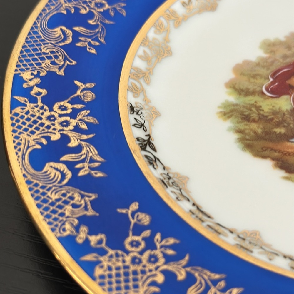🌹 Limoges France Rehausse Main Porcelain 24k Gold Accent 6.25” Plate - Picture 6 of 14
